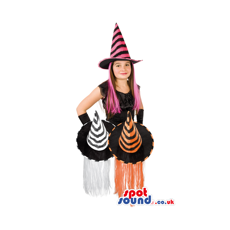 Witch Hat With Hair For Halloween Disguise In 3 Available