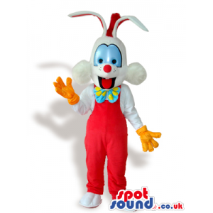Roger Rabbit Cartoon Character Mascot With Big Blue Eyes -