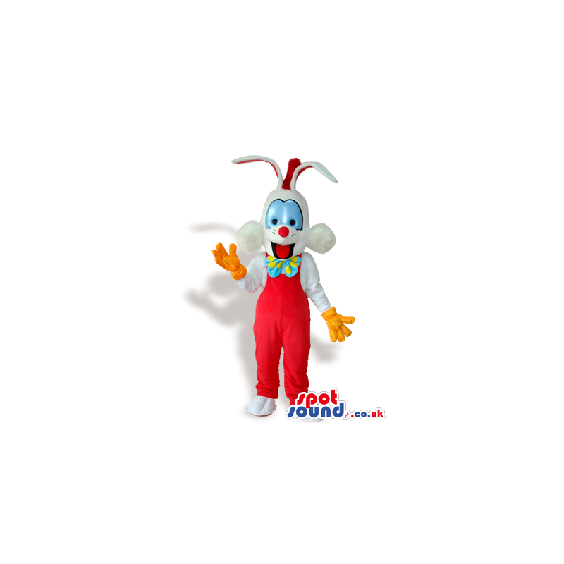 Roger Rabbit Cartoon Character Mascot With Big Blue Eyes -