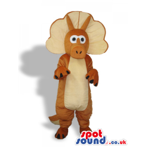 Brown And Beige Triceratops Dinosaur Plush Mascot - Custom