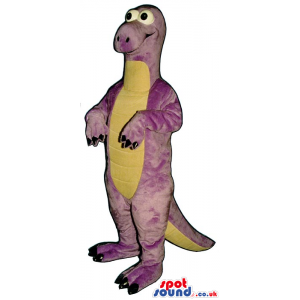 Funny Purple Dinosaur Plush Mascot With A Yellow Belly - Custom