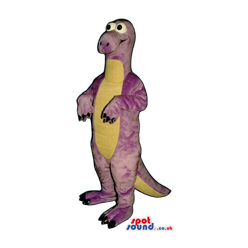 Funny Purple Dinosaur Plush Mascot With A Yellow Belly - Custom