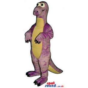 Funny Purple Dinosaur Plush Mascot With A Yellow Belly - Custom