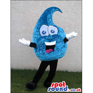 Shinny Blue Water Liquid Drop Mascot With Funny Face - Custom