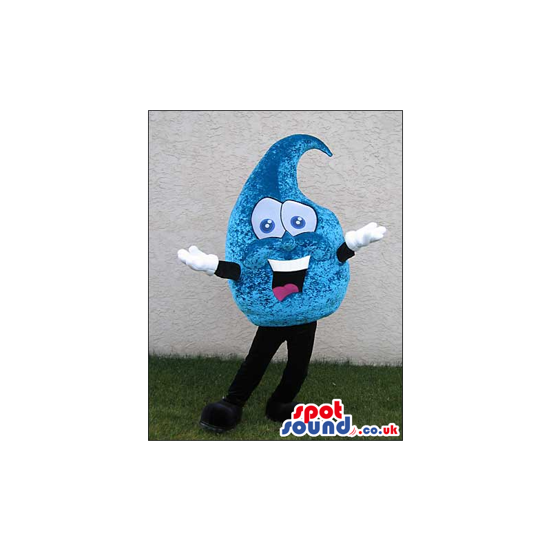 Shinny Blue Water Liquid Drop Mascot With Funny Face - Custom