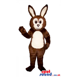 Dark Brown Plush Rabbit Animal Mascot With Beige Belly - Custom