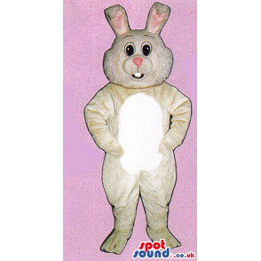 White Rabbit Animal Plush Mascot With A Pink Nose And Ears -