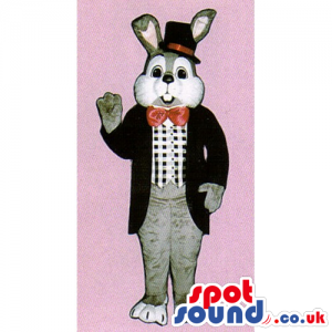 Grey Rabbit Animal Plush Mascot With A White Face And Pink Ears