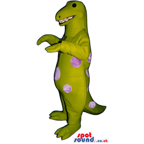 Customizable Green Dinosaur Mascot With Big Pink Dots - Custom