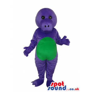 Customizable Purple Hippopotamus Plush Mascot With Green Belly