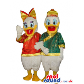 Donald And Daisy Duck Disney Couple Mascots With Exotic Clothes