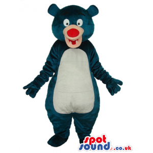 Blue Bear Animal Plush Mascot With White Belly And Cute Teeth -