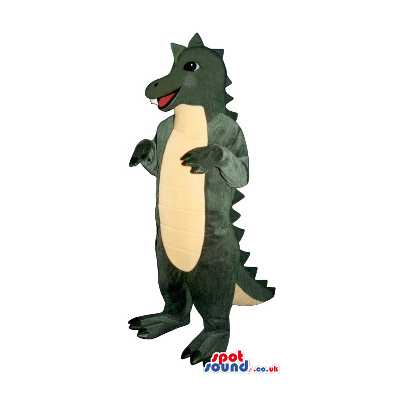 Dark Green Alligator Animal Mascot With A Yellow Belly - Custom