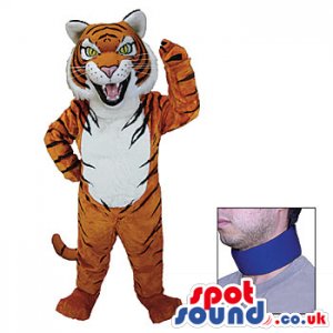 Blue Neck Band For Orange Tiger Animal Plush Mascot - Custom