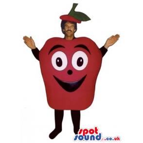 Red Apple Fruit Mascot Or Disguise With Happy Face - Custom