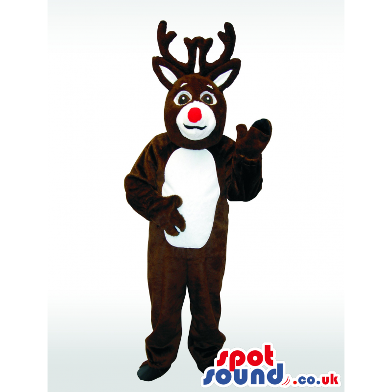 Dark Brown Reindeer Animal Plush Mascot With White Belly -