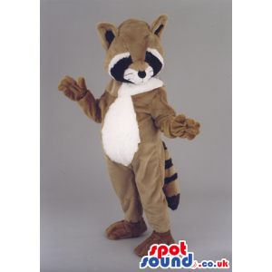 Customizable Raccoon Animal Mascot In Brown And White Fur -