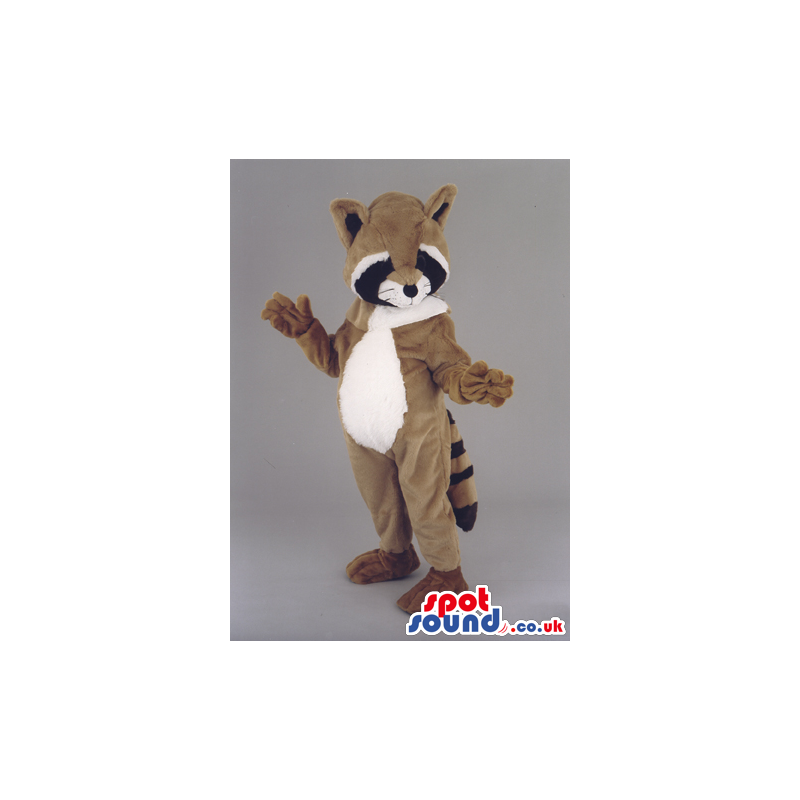 Customizable Raccoon Animal Mascot In Brown And White Fur -