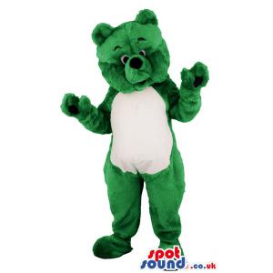 Green bear mascot standing with his hands wide open - Custom