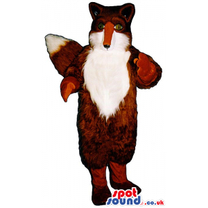 Brown Fox Animal Mascot With Hairy White Front Body - Custom