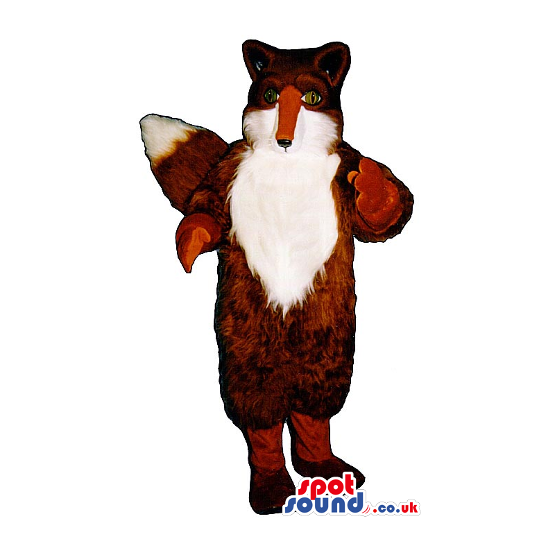 Brown Fox Animal Mascot With Hairy White Front Body - Custom