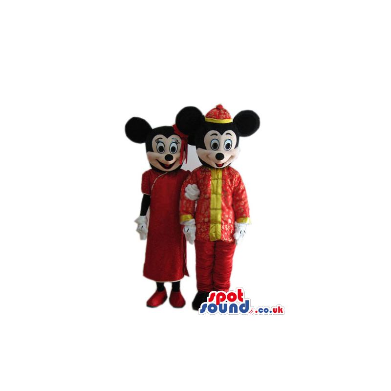 Buy Mascots Costumes in UK - Mickey And Minnie Mouse Disney Characters With  Chinese Clothes Sizes L (175-180CM)