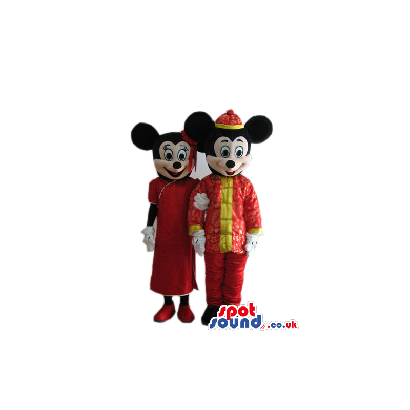 Buy Mascots Costumes In Uk Mickey And Minnie Mouse Disney Characters With Chinese Clothes