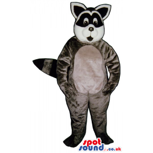 Raccoon Animal Plush Mascot With A Grey Belly White Head -