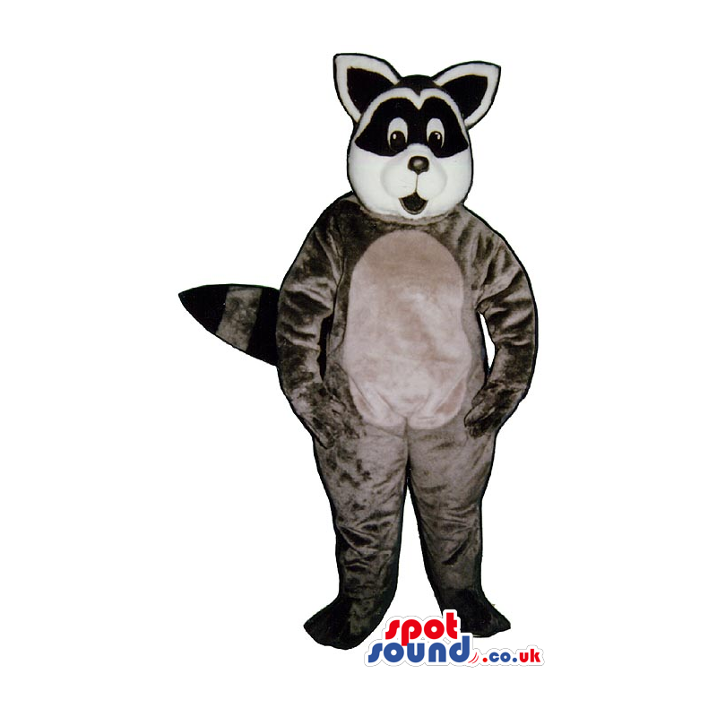 Raccoon Animal Plush Mascot With A Grey Belly White Head -