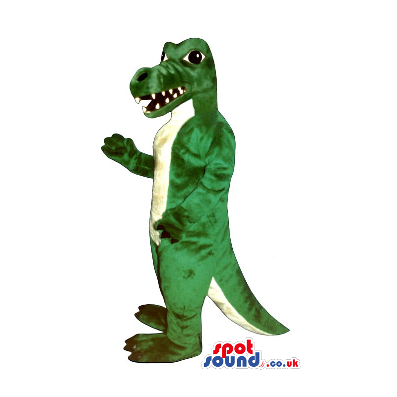 Buy Mascots Costumes in UK - Green And White Angry Dinosaur Animal Mascot  With Sharp Teeth Sizes L (175-180CM)