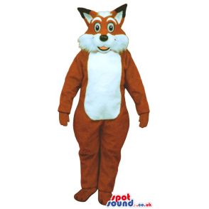 Plush Brown Fox Mascot With Round Eyes And Hairy Face - Custom