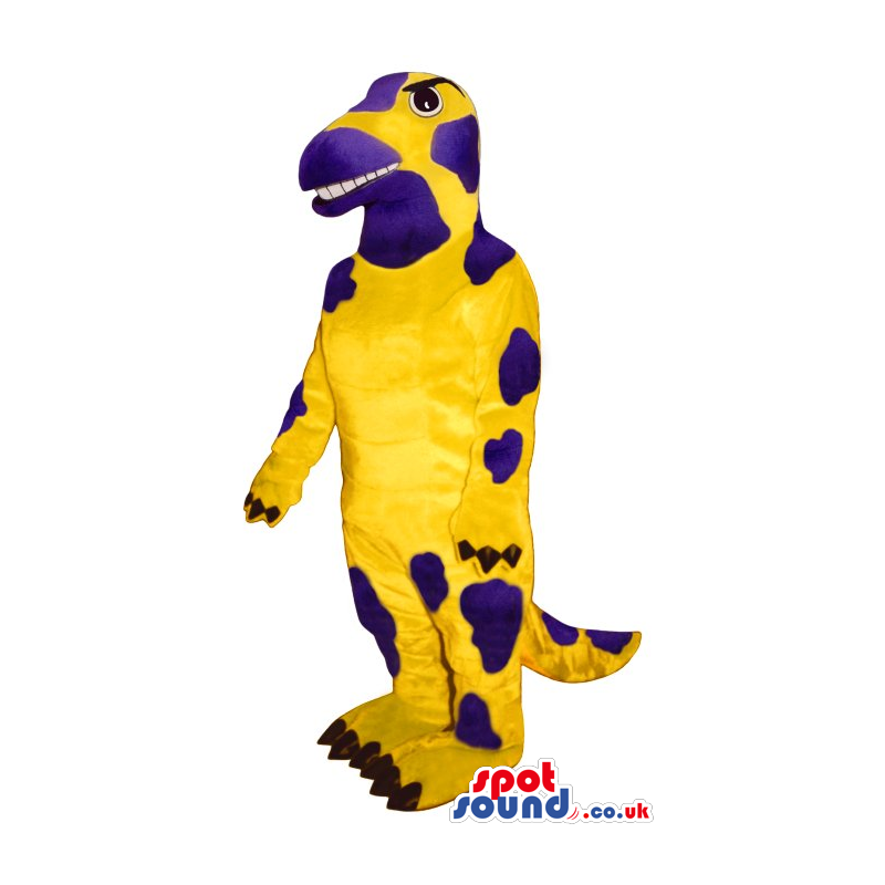Customizable Dinosaur Mascot In Yellow With Purple Spots -