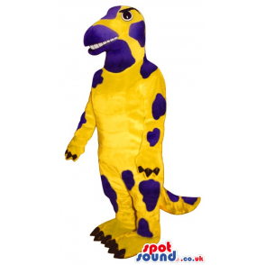 Customizable Dinosaur Mascot In Yellow With Purple Spots -