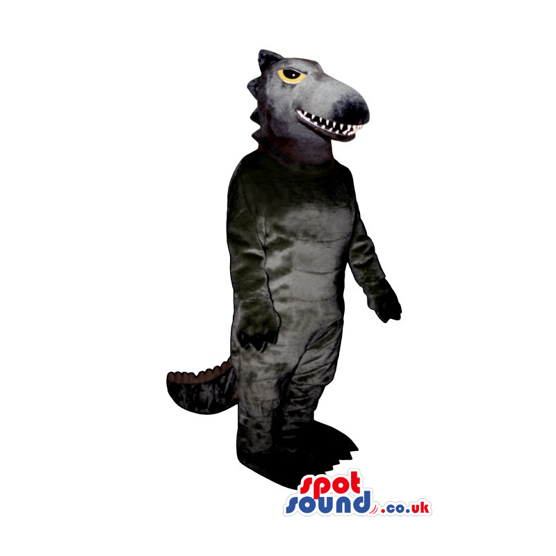 Customizable All Grey Dinosaur Mascot With Yellow Eyes - Custom