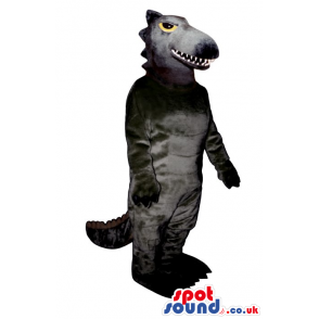 Customizable All Grey Dinosaur Mascot With Yellow Eyes - Custom