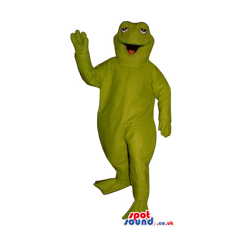 Customizable All Green Frog Mascot With Small Eyes - Custom