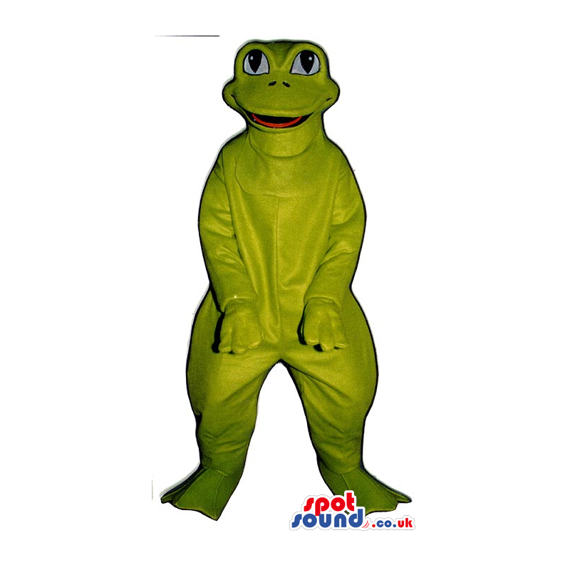 Customizable All Green Frog Mascot With Big Eyes - Custom