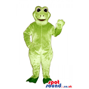 Customizable Light Green Frog Mascot With Black Eyes - Custom