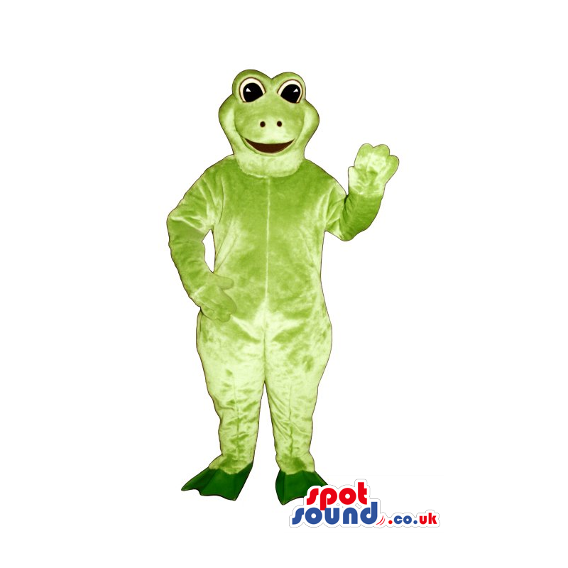 Customizable Light Green Frog Mascot With Black Eyes - Custom