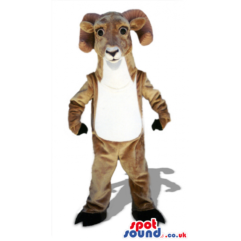 Customizable Brown Goat Plush Mascot With White Belly - Custom