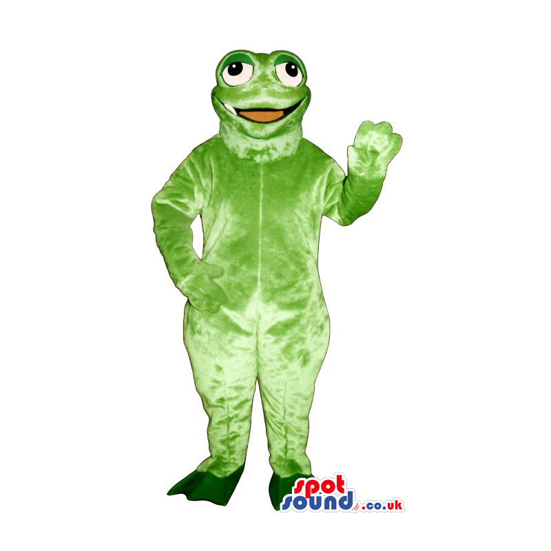 Light Green Frog Plush Mascot With Funny Round Eyes - Custom