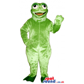 Light Green Frog Plush Mascot With Funny Round Eyes - Custom