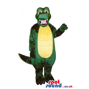 Green And Yellow Alligator Jungle Animal Mascot With Happy Face