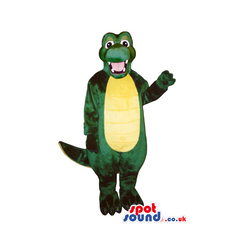 Green And Yellow Alligator Jungle Animal Mascot With Happy Face