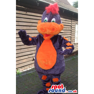 Purple Alligator Animal Plush Mascot With An Orange Belly -