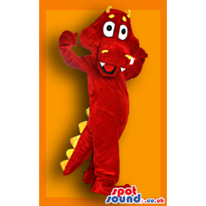 Red Alligator Animal Plush Mascot With Yellow Horns - Custom