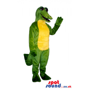 Lovely Green And Yellow Crocodile Plush Mascot With Tiny Teeth