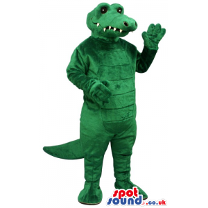 All Green Crocodile Plush Mascot With A Closed Mouth - Custom