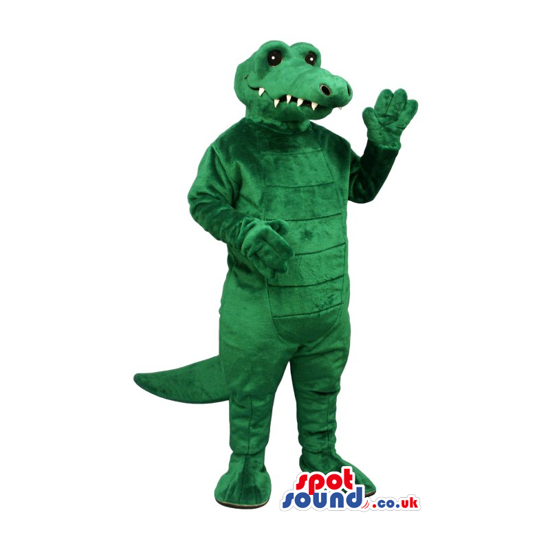 All Green Crocodile Plush Mascot With A Closed Mouth - Custom