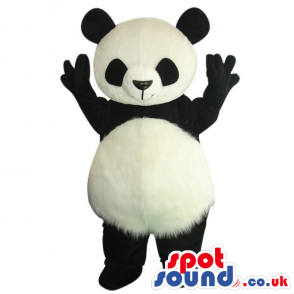 Customizable Cute Panda Bear Plush Mascot With Round Belly -